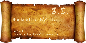 Benkovits Dália névjegykártya